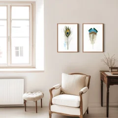 Image of a feather watercolor painting by Shayna Larsen, originals & prints available