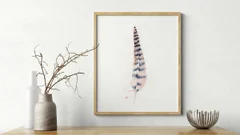 Image of a feather watercolor painting by Shayna Larsen, originals & prints available