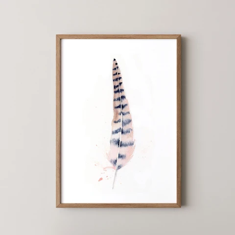 Image of a feather watercolor painting by Shayna Larsen, originals & prints available