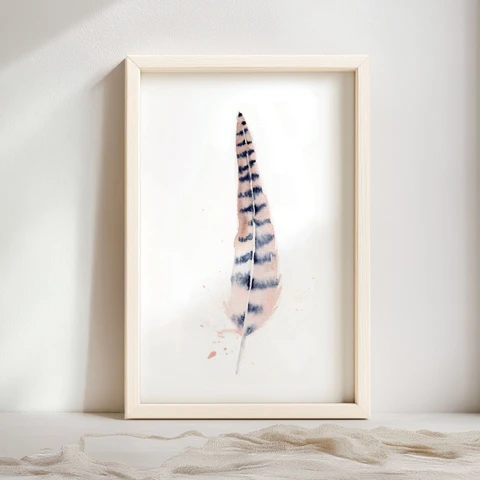 Image of a feather watercolor painting by Shayna Larsen, originals & prints available