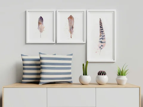 Image of a feather watercolor painting by Shayna Larsen, originals & prints available