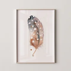 Image of a feather watercolor painting by Shayna Larsen, originals & prints available