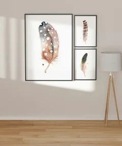 Image of a feather watercolor painting by Shayna Larsen, originals & prints available