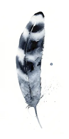 Image of a feather watercolor painting by Shayna Larsen, originals & prints available