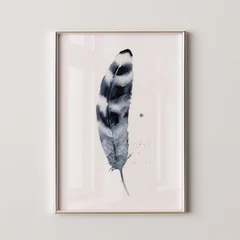 Image of a feather watercolor painting by Shayna Larsen, originals & prints available