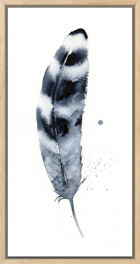 Image of a feather watercolor painting by Shayna Larsen, originals & prints available