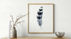 Image of a feather watercolor painting by Shayna Larsen, originals & prints available