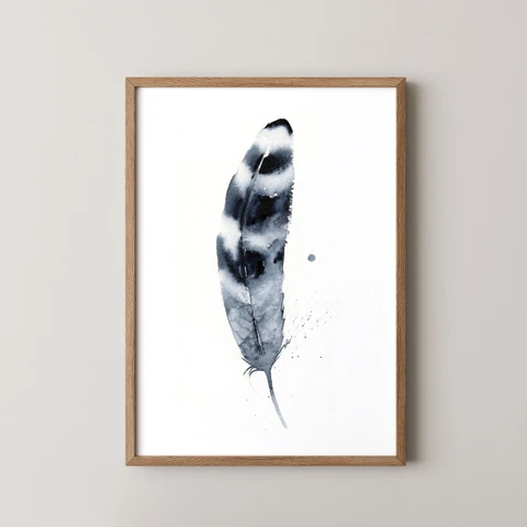 Image of a feather watercolor painting by Shayna Larsen, originals & prints available