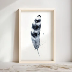 Image of a feather watercolor painting by Shayna Larsen, originals & prints available