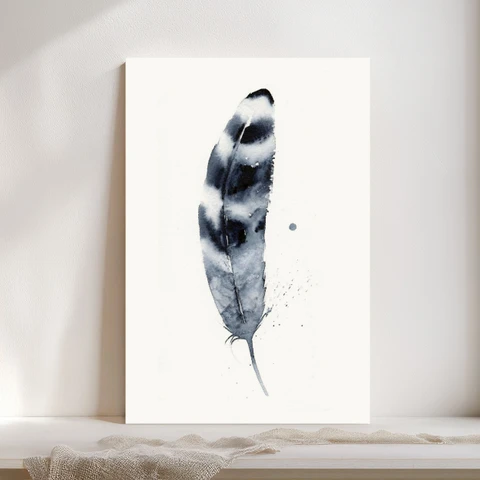 Image of a feather watercolor painting by Shayna Larsen, originals & prints available