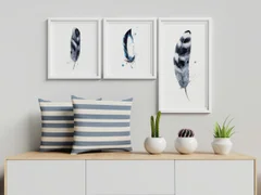 Image of a feather watercolor painting by Shayna Larsen, originals & prints available