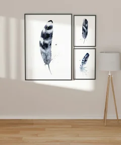 Image of a feather watercolor painting by Shayna Larsen, originals & prints available