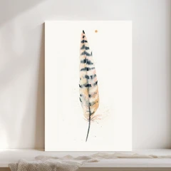Image of a feather watercolor painting by Shayna Larsen, originals & prints available