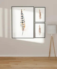 Image of a feather watercolor painting by Shayna Larsen, originals & prints available