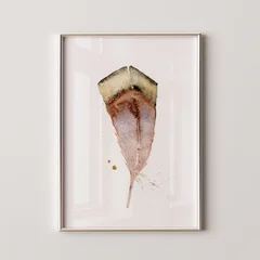 Image of a feather watercolor painting by Shayna Larsen, originals & prints available