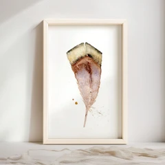 Image of a feather watercolor painting by Shayna Larsen, originals & prints available