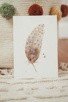 Image of a feather watercolor painting by Shayna Larsen, originals & prints available