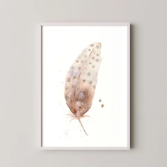 Image of a feather watercolor painting by Shayna Larsen, originals & prints available