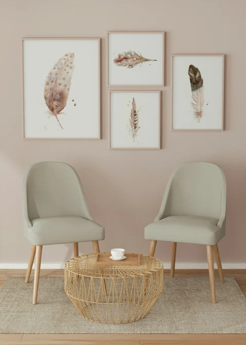 Image of a feather watercolor painting by Shayna Larsen, originals & prints available