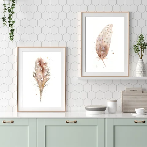 Image of a feather watercolor painting by Shayna Larsen, originals & prints available
