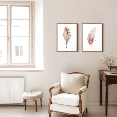 Image of a feather watercolor painting by Shayna Larsen, originals & prints available