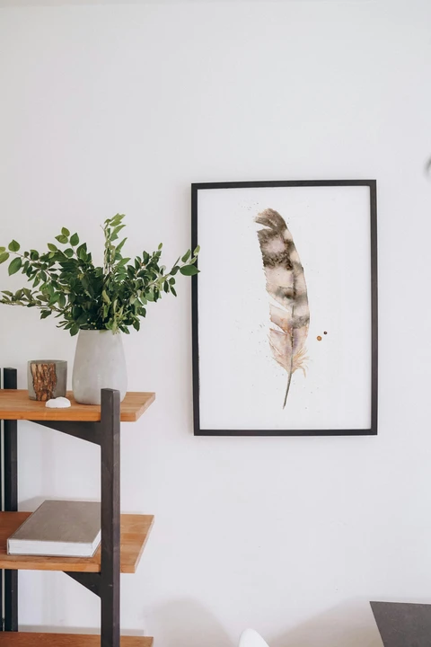 Image of a feather watercolor painting by Shayna Larsen, originals & prints available