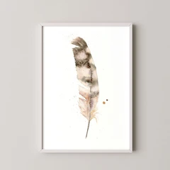 Image of a feather watercolor painting by Shayna Larsen, originals & prints available