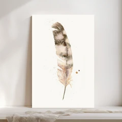 Image of a feather watercolor painting by Shayna Larsen, originals & prints available
