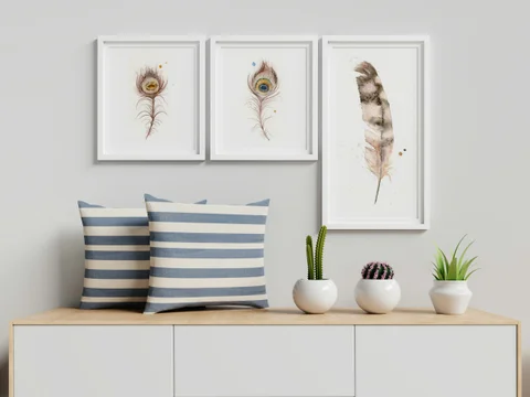 Image of a feather watercolor painting by Shayna Larsen, originals & prints available