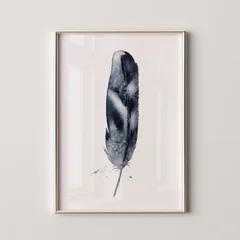 Image of a feather watercolor painting by Shayna Larsen, originals & prints available