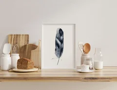 Image of a feather watercolor painting by Shayna Larsen, originals & prints available