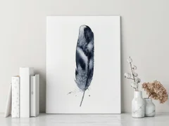 Image of a feather watercolor painting by Shayna Larsen, originals & prints available