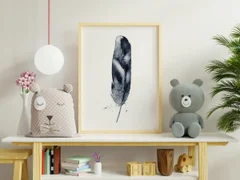 Image of a feather watercolor painting by Shayna Larsen, originals & prints available