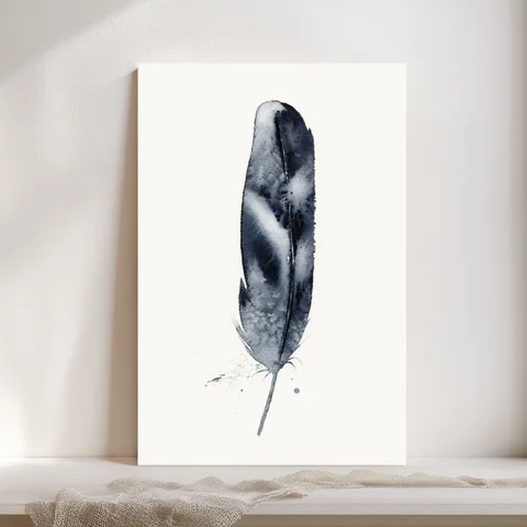 Image of a feather watercolor painting by Shayna Larsen, originals & prints available