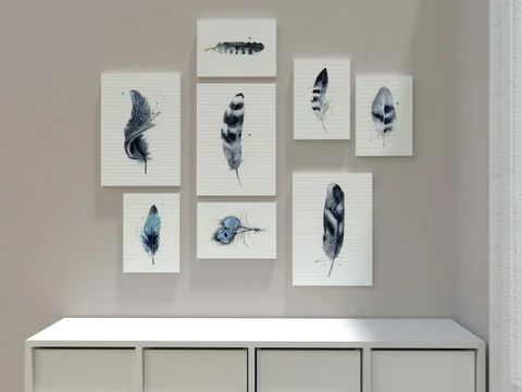 Image of a feather watercolor painting by Shayna Larsen, originals & prints available