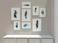 Image of a feather watercolor painting by Shayna Larsen, originals & prints available