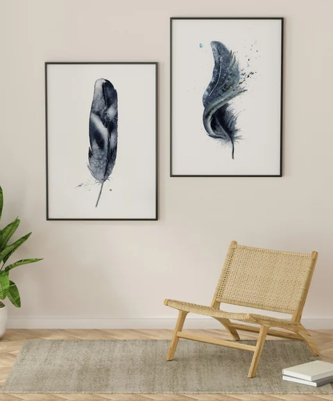 Image of a feather watercolor painting by Shayna Larsen, originals & prints available
