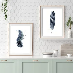 Image of a feather watercolor painting by Shayna Larsen, originals & prints available