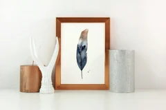 Image of a feather watercolor painting by Shayna Larsen, originals & prints available