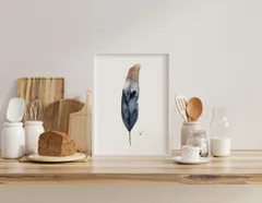 Image of a feather watercolor painting by Shayna Larsen, originals & prints available