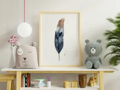 Image of a feather watercolor painting by Shayna Larsen, originals & prints available