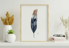 Image of a feather watercolor painting by Shayna Larsen, originals & prints available