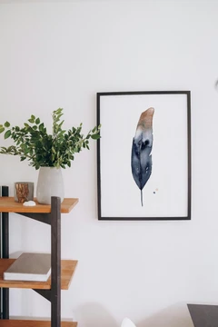 Image of a feather watercolor painting by Shayna Larsen, originals & prints available