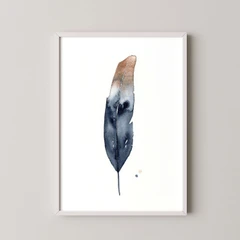 Image of a feather watercolor painting by Shayna Larsen, originals & prints available