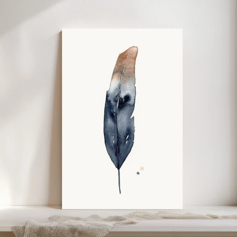 Image of a feather watercolor painting by Shayna Larsen, originals & prints available