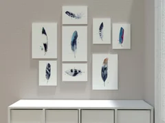 Image of a feather watercolor painting by Shayna Larsen, originals & prints available