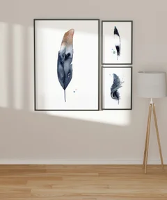 Image of a feather watercolor painting by Shayna Larsen, originals & prints available