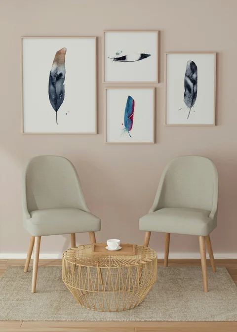 Image of a feather watercolor painting by Shayna Larsen, originals & prints available