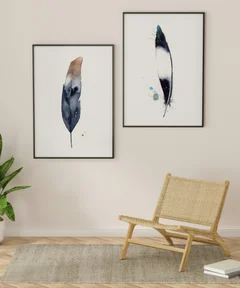 Image of a feather watercolor painting by Shayna Larsen, originals & prints available