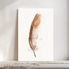 Image of a feather watercolor painting by Shayna Larsen, originals & prints available